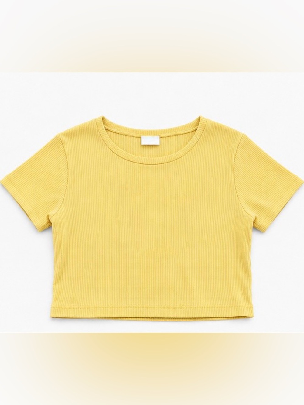 Garage Yellow Ribbed Crop Short Sleeve Tee